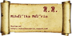 Mihálka Mária névjegykártya